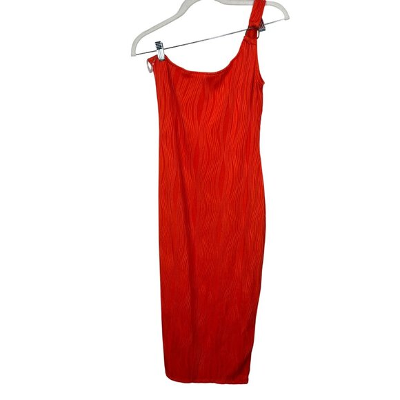 Derek Heart Red Ribbed One-Shoulder Midi Sundress L - Picture 1 of 14